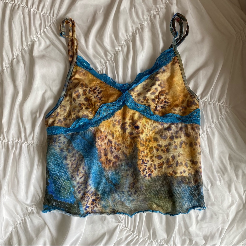 Jaded London cami with lace trim in leopard print